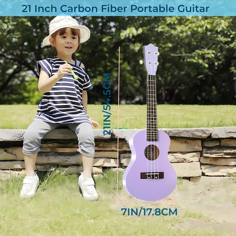 Jakeloo 21 Inch Carbon Fibre Kids Toddler Child Children Acoustic Guitar Ukulele Musical Instruments Ideal for 3-9 Year Old Boys Girls Gifts (Purple) - Image 4